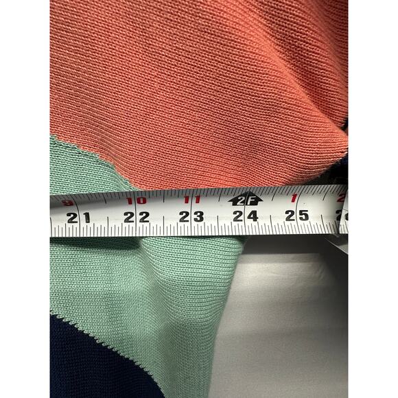 Chico's Color Block Retro Women V Neck Sweater Orange Blue Green 3-XL - Picture 6 of 9